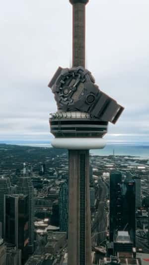 CN Tower Wearing a Watch in a fake-out-of-home ad of CN Tower