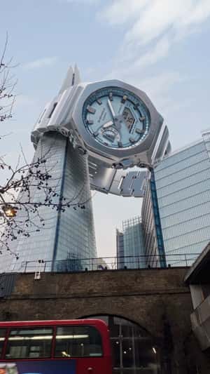 Watch Wrapped on Skyscraper in a fake-out-of-home ad of G-SHOCK
