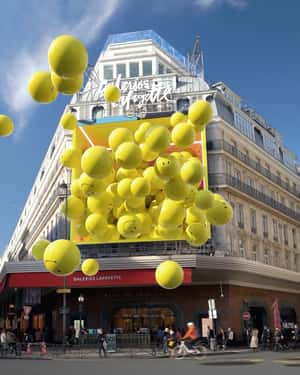 Billboard Releases Smiley Faces in a fake-out-of-home ad of Galeries Lafayette