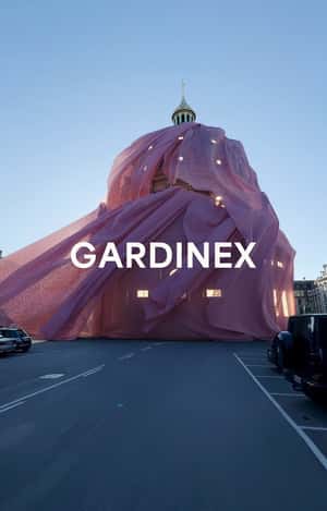 Church Draped in Pink Fabric in a fake-out-of-home ad of Gardinex