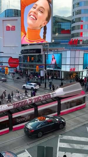 Giant Eye Brow Pencil fake out of home ad of Benefit Cosmetics