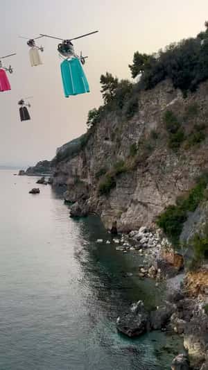 Helicopters Deliver Jackets in a fake-out-of-home ad of Givova