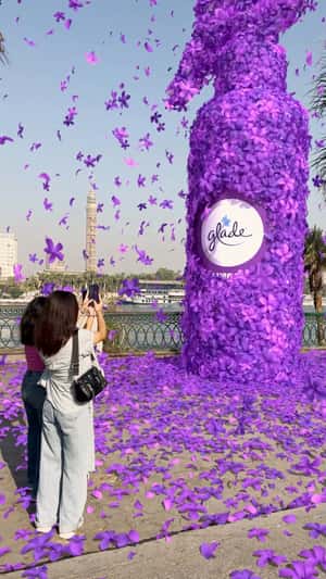 Spray Bottle Releases Purple Flowers in a fake-out-of-home ad of Glade
