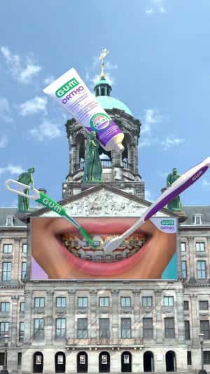 Oral Cleaning on Billboard in a fake-out-of-home ad of Gum
