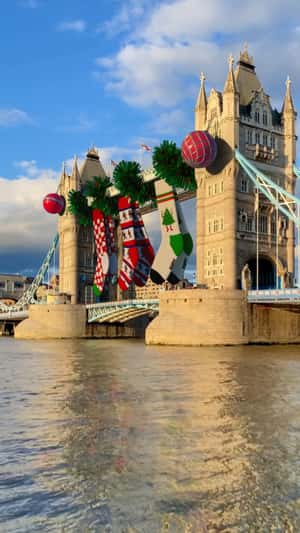 Bridge Adorned with Holiday Socks in a fake-out-of-home ad of Holiday Socks