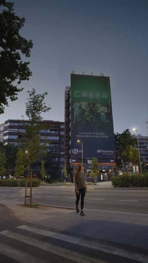Cable Wires Power Billboard Lights in a fake-out-of-home ad of Iberdrola