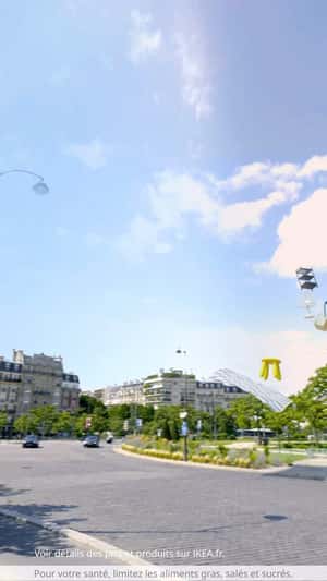 Furniture Soars Toward the Shopping Center in a fake-out-of-home ad of IKEA