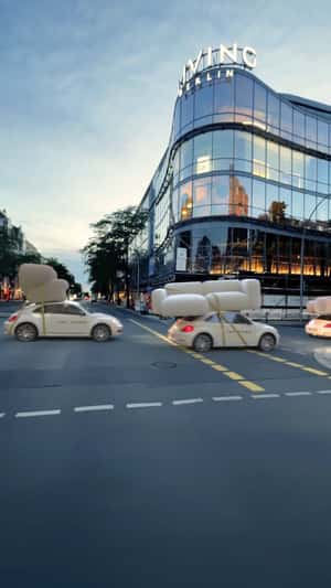 Cars Loaded with Furnitures in a fake-out-of-home ad of IWC Home