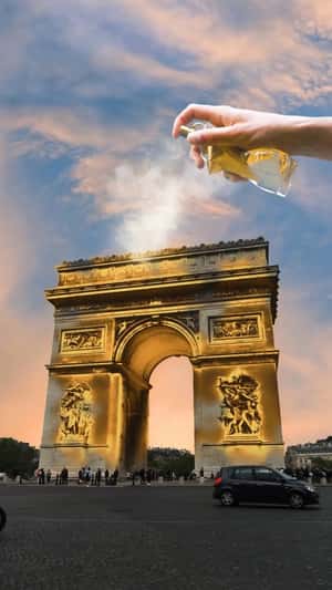 Landmarks Turned Gold in a fake-out-of-home ad of Jean Paul Gaultier