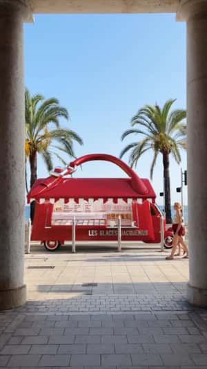 Bag as Ice Cream Truck in fake-out-of-home ad of Jacquemus