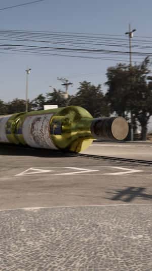 Wine Bottle Tram in a fake-out-of-home ad of Jurupinga Dinalle