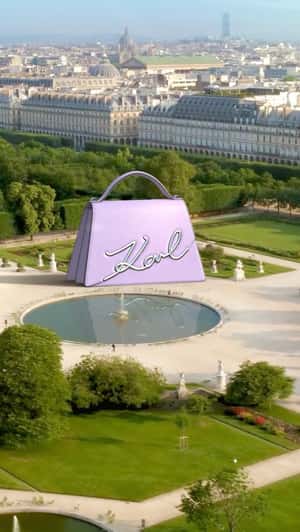 Handbag Display in the Garden in a fake-out-of-home ad of Karl Lagerfeld Handbag
