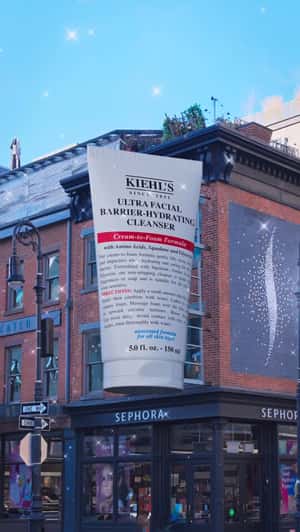 Cleanser Spills Cream in a fake-out-of-home ad of Kiehl's