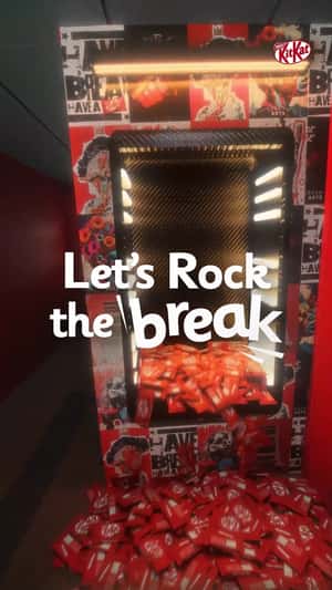 Chocolate Spills Out from Vending Machine in a fake-out-of-home ad of KitKat