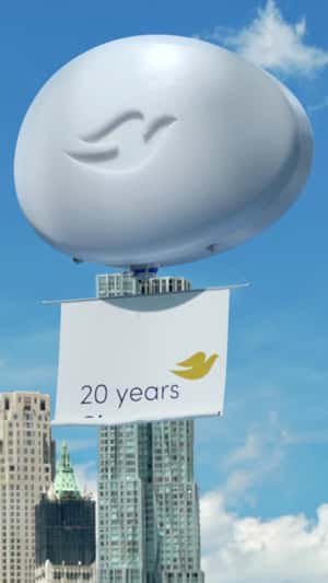 Soap Bar Blimp Soaring with Banner in fake-out-of-home ad of Dove