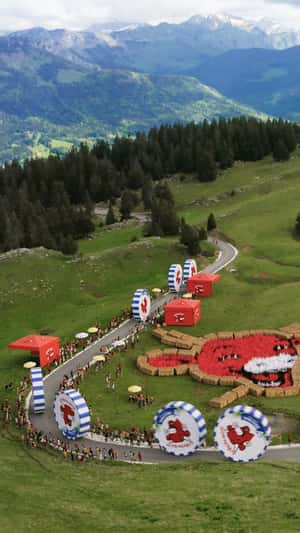 Cheese Wheels Roll on Road in a fake-out-of-home ad of La Vache qui Rit