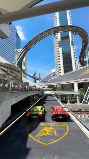 Highway Turns into Racetrack in a fake-out-of-home ad of Lamborghini