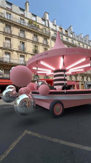 Carousel on Wheels in a fake-out-of-home ad of LANEIGE