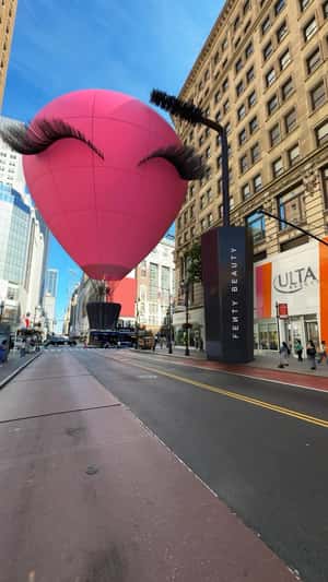 Mascara and Pink Hot Air Balloon Lashes in fake-out-of-home ad of Fenty Beauty