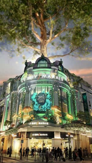 Facade Turns into Enchanted Forest in a fake-out-of-home ad of Le BHV Marais