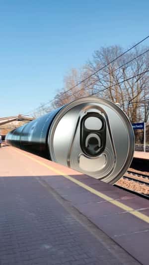 Energy Drink Train in a fake-out-of-home ad of Legia Warszawa