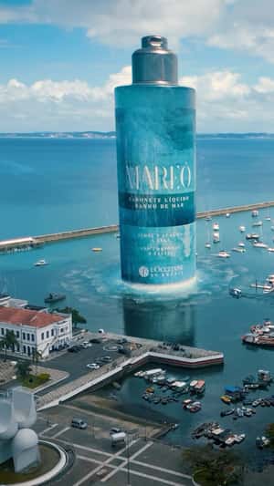 Liquid Soap Emerges at Harbor in a fake-out-of-home ad of L'Occitane