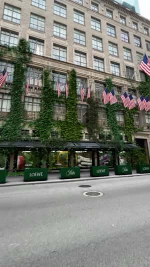 Vines Cascade from Window Display in a fake-out-of-home ad of Saks Fifth Avenue
