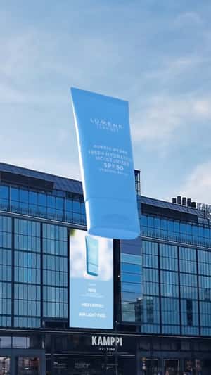 Moisturizer Rises Toward the Sky in a fake-out-of-home ad of Lumene