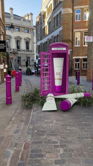 CC Cream Falls on Phone Booth in a fake-out-of-home ad of Lumene