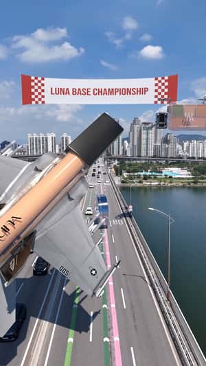 Makeup Races Across the Bridge in a fake-out-of-home ad of Luna