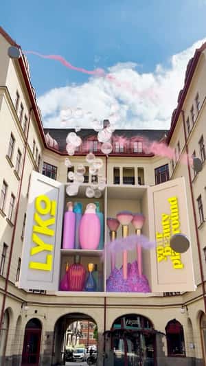 Building Displays Cosmetic Cabinet in a fake-out-of-home ad of LYKO