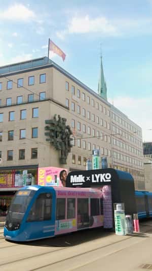 Tram Gets Carwash Makeover in a fake-out-of-home ad of LYKO
