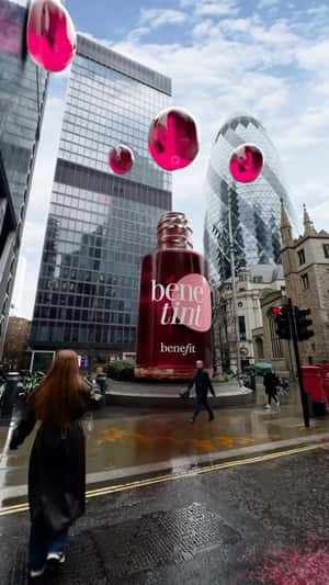 Giant Lip Tint fake out of home ad of Benefit Cosmetics