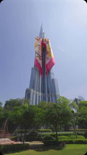 Burj Khalifa Styled with Scarf in a fake-out-of-home ad of Magnolia Showroom