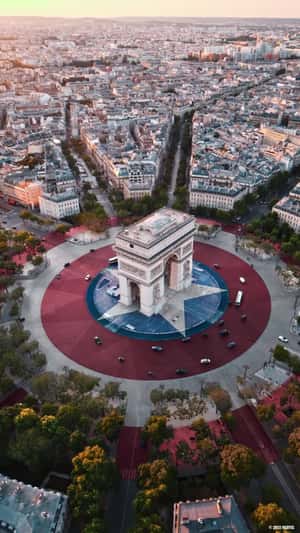 Captain America Shield-Themed Roundabout in a fake-out-of-home ad of Marvel