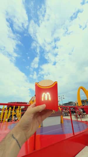 Fries Box Filled with Falling Fries in a fake-out-of-home ad of McDonald's