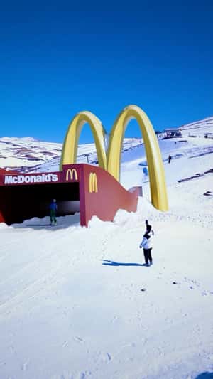 Brand-Themed Ski Ramp in a fake-out-of-home ad of McDonald's