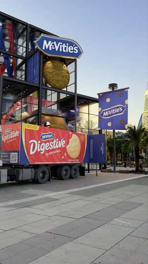 Big Biscuits Loaded onto Truck in a fake-out-of-home ad of McVitie's