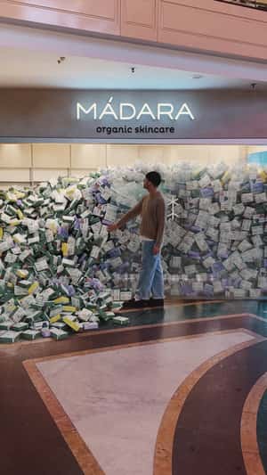 Skincare Products Overflow in Store in a fake-out-of-home ad of MÁDARA