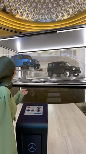Car Display Rises from Floor in a fake-out-of-home ad of Mercedes-Benz