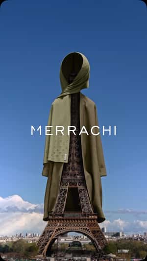 Eiffel Tower Styled in Hijab in a fake-out-of-home ad of Merrachi