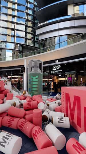 Makeup Bottles Glide Down Stairs in a fake-out-of-home ad of Boots