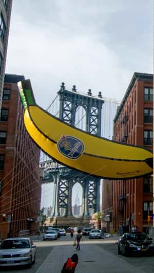 Banana Installations in fake-out-of-home ad of Chiquita