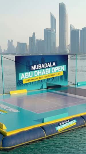 Yacht Tosses Ball with Robotic Racket in a fake-out-of-home ad of Mubadala