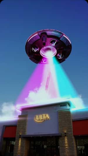 Giant Mascara Dropped by UFO fake out of home ad of Benefit Cosmetics