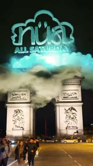 Brand Logo Glows on Monument in a fake-out-of-home ad of Nua