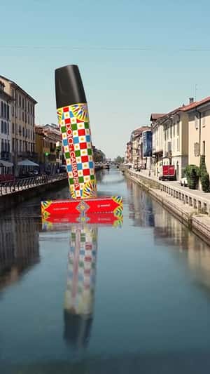 Highlighter Sails in Milan Canal in fake-out-of-home ad of Dolce & Gabbana
