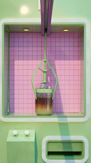 Claw Machine Delivers Coffee in a fake-out-of-home ad of Nespresso