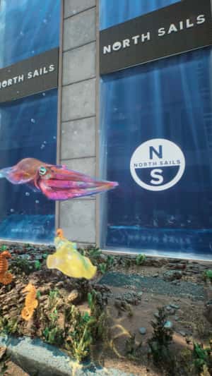 Store Turns into an Underwater Scene in a fake-out-of-home ad by North Sails