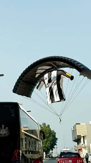 Shirt Paragliding Over Street in fake-out-of-home ad of Newcastle United FC
